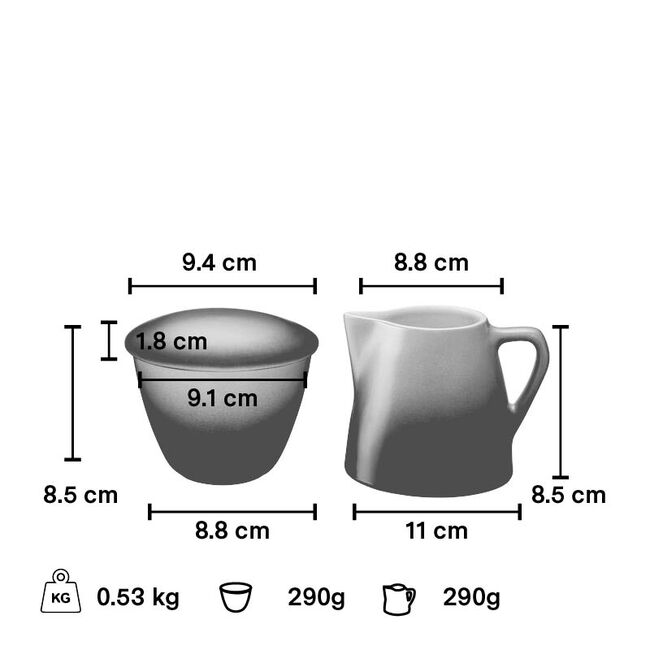Ensemble de pot à crème et sucrier minimalistes, view 2